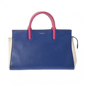 SAINT LAURENT Cavalieve Gauche Blue Pink White Leather Handbag